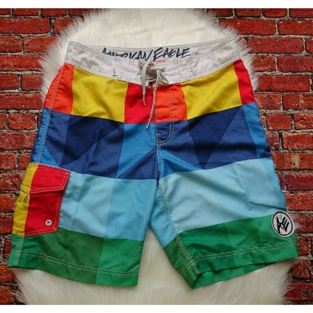 American Eagle Outfitters Men's Board Swim Surf Shorts Trunks Beach Colorful M